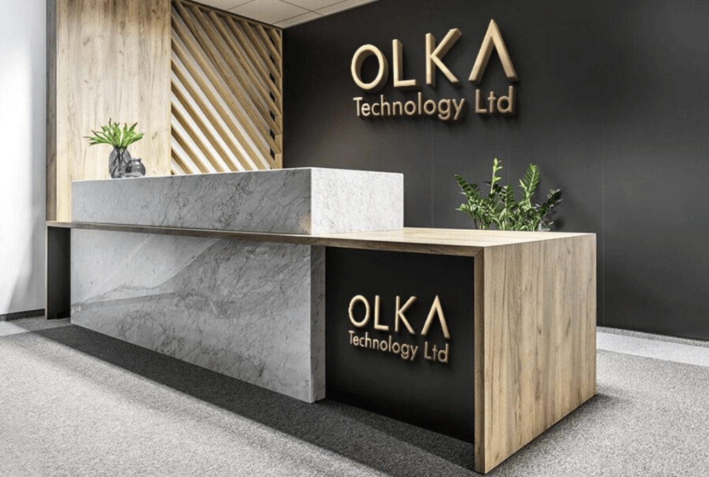Home 8 Internet-or-digital-Marketing-Agency-and-technology-company-OLKA Digital - Reception 3D Logo Mockup